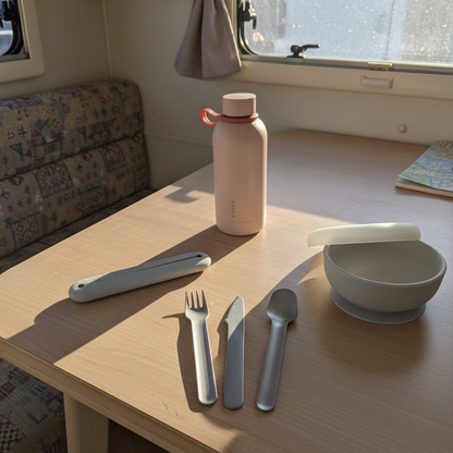 Stainless Steel Cutlery Trio with Silicone Case